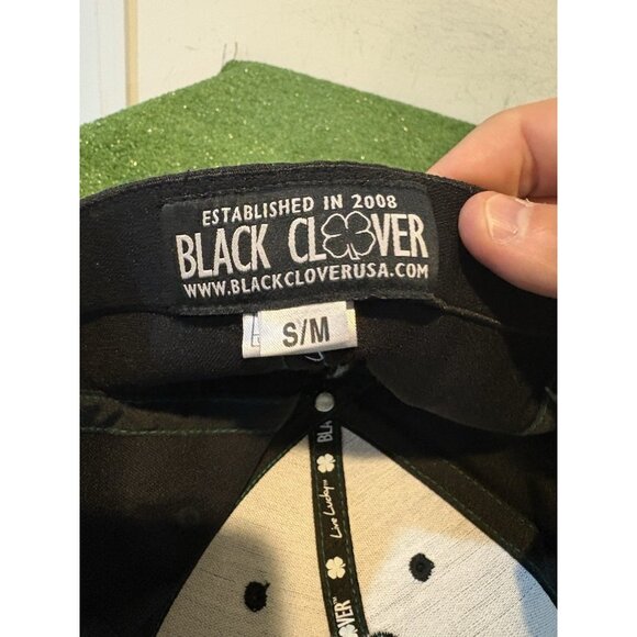 Black Clover hat cap fitted small s/m black green las vegas lighweight spandex 3 - Picture 9 of 10